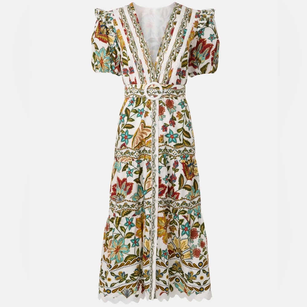 FARM Rio Botanicals Belted Midi Dress
